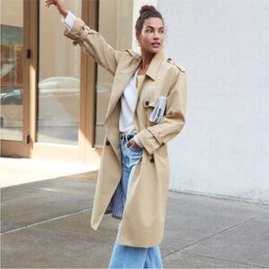 NEW AYR THE ESPIONAGE TRENCH COAT IN BUSCUIT LARGE
